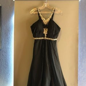 Sexy long black gown with no shortage of sparkle